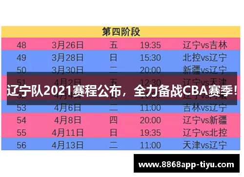辽宁队2021赛程公布，全力备战CBA赛季！